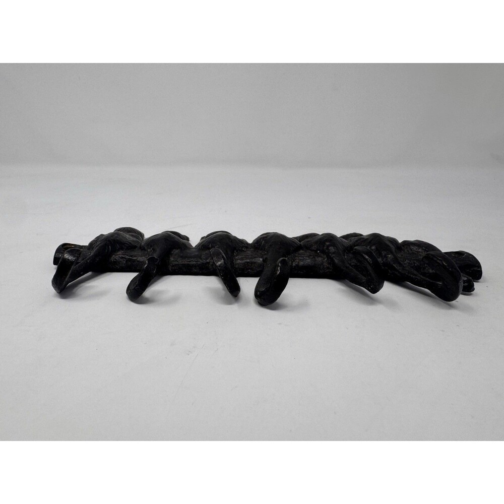 Vintage Cast Iron Cat Hook Rack Wall Mount 7” Black - Picture 3 of 4